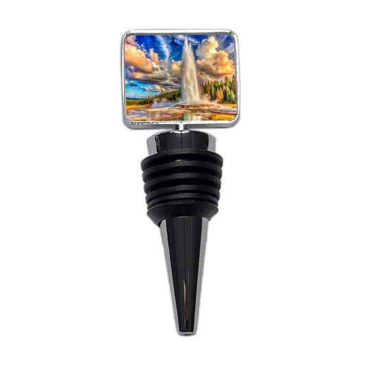Yellowstone National Park Old Faithful Watercolor Style Wine Bottle Stopper