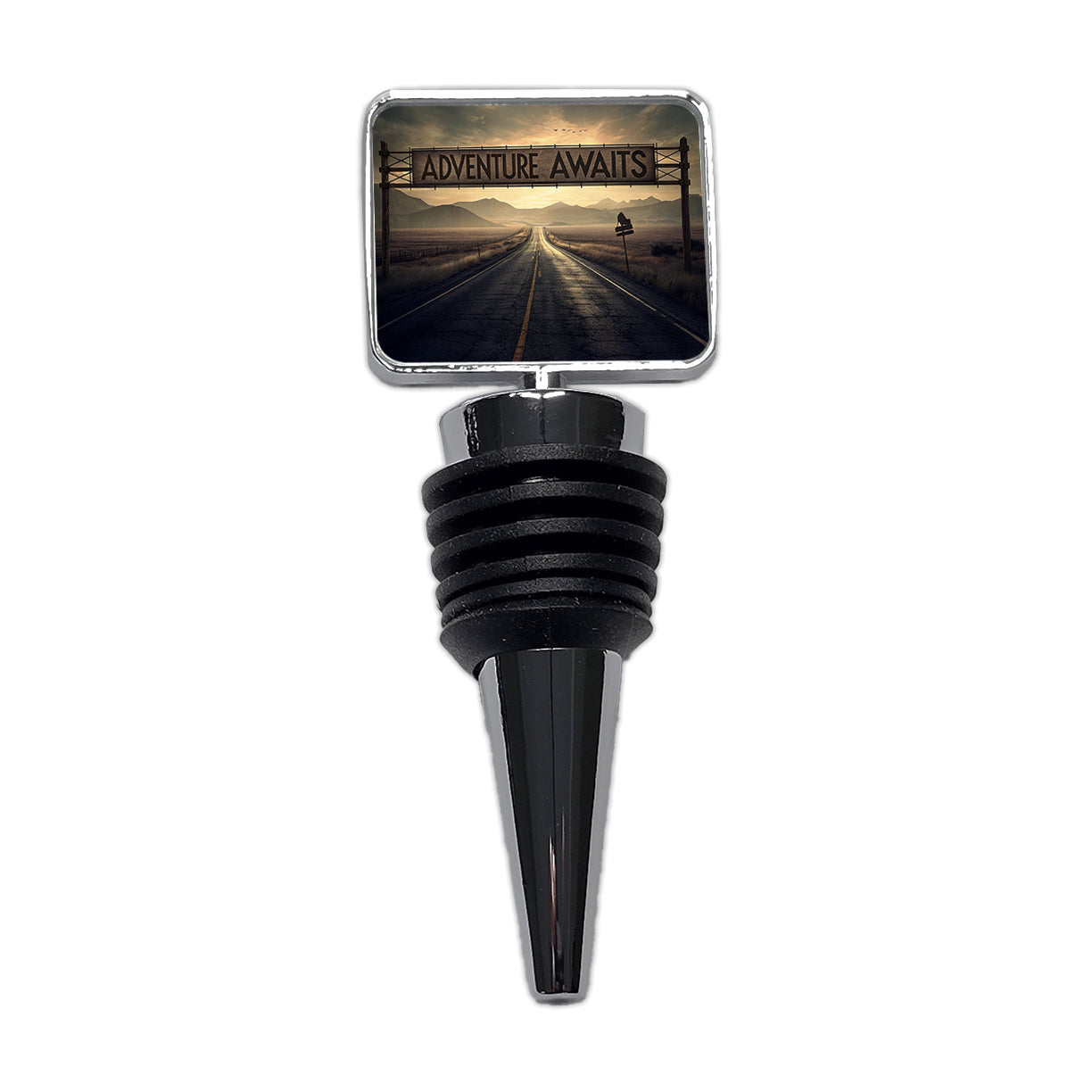 Adventure Awaits Highway Vanishing Point Wine Bottle Stopper