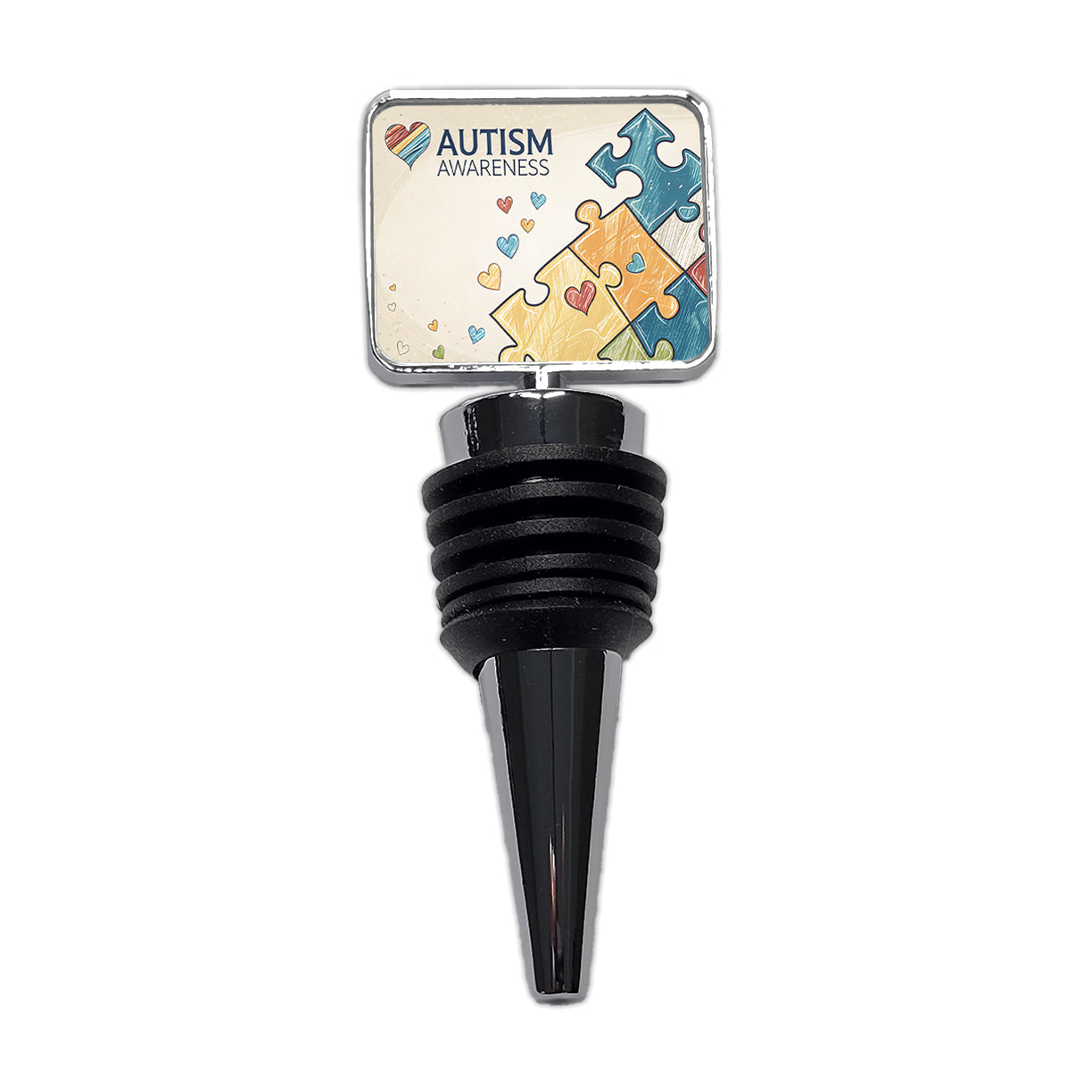 Autism Awareness Puzzle Pieces Heart Wine Bottle Stopper