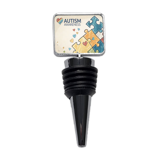 Autism Awareness Puzzle Pieces Heart Wine Bottle Stopper