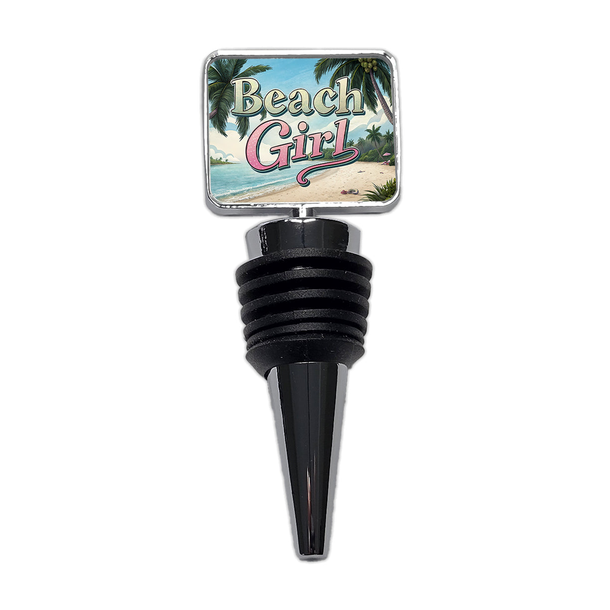Beach Girl Tropical Beach Palm Trees Wine Bottle Stopper