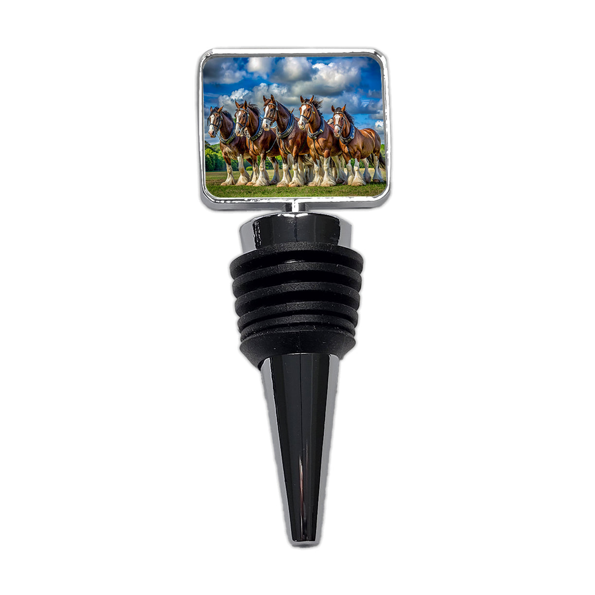 Clydesdale Horses in a Field Wine Bottle Stopper