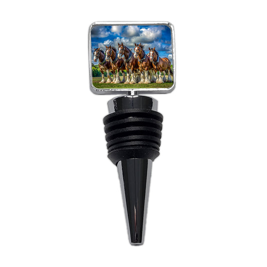 Clydesdale Horses in a Field Wine Bottle Stopper