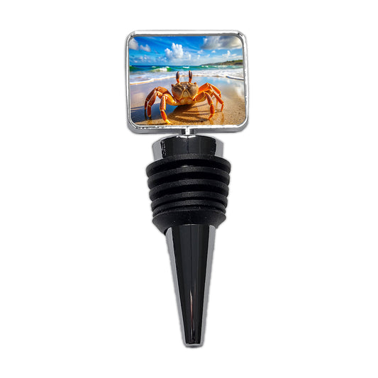 Crab On The Beach Wine Bottle Stopper