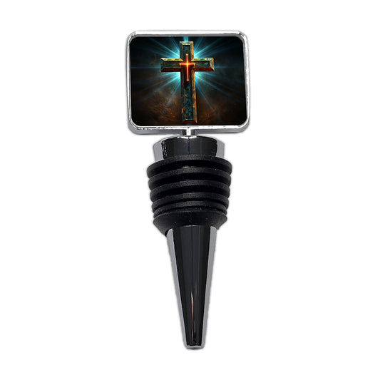 Cross On A Dark Background Religious Wine Bottle Stopper