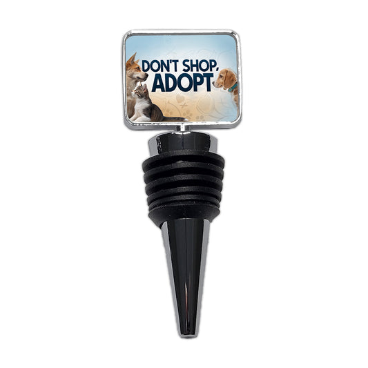 Don't Shop Adopt Dog Cat Rescue Wine Bottle Stopper