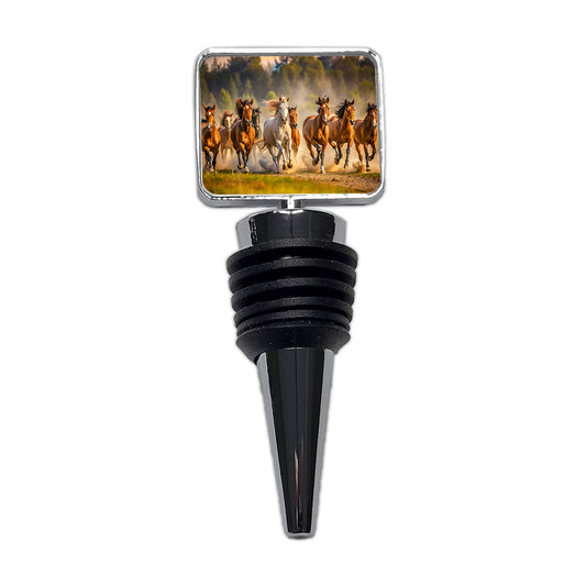 Galloping Horses on the Plain Wine Bottle Stopper
