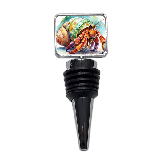 Hermit Crab Watercolor Wine Bottle Stopper