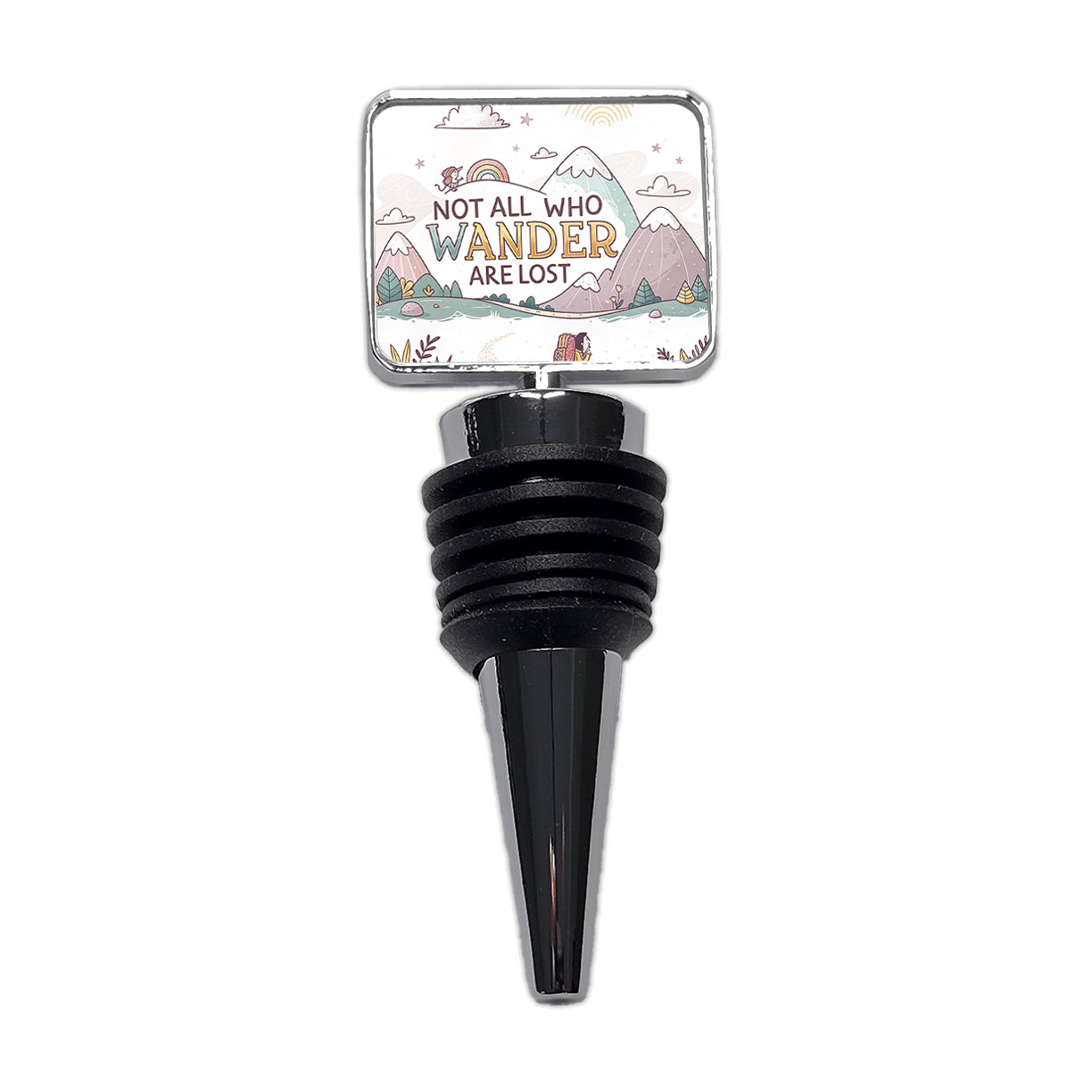 Hiking Camping Not All Who Wander Are Lost Wine Bottle Stopper