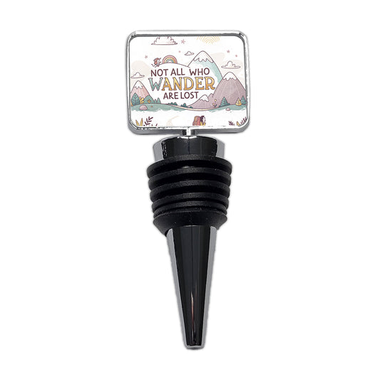 Hiking Camping Not All Who Wander Are Lost Wine Bottle Stopper