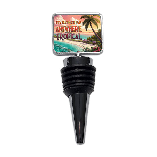 I'd Rather Be Anywhere Tropical Beach Wine Bottle Stopper