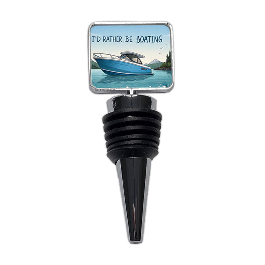 I'd Rather Be Boating Wine Bottle Stopper