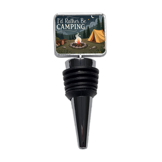 I'd Rather Be Camping Campfire Tent Wine Bottle Stopper