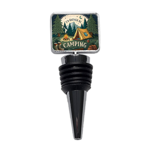 I'd Rather Be Camping Wilderness Tent Wine Bottle Stopper