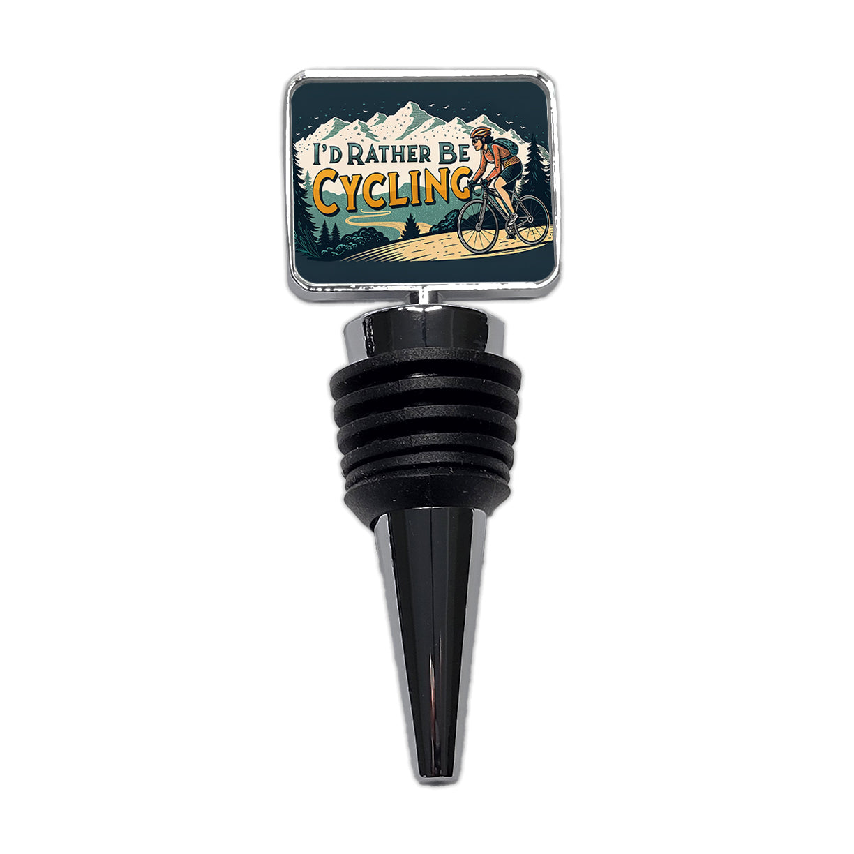I'd Rather Be Cycling Road Mountain Bike Wine Bottle Stopper