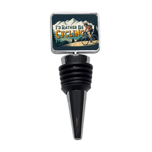 I'd Rather Be Cycling Road Mountain Bike Wine Bottle Stopper