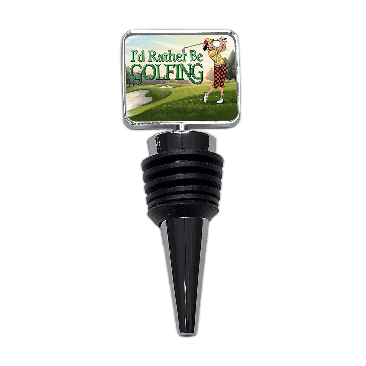 I'd Rather Be Golfing Woman Golfer Wine Bottle Stopper