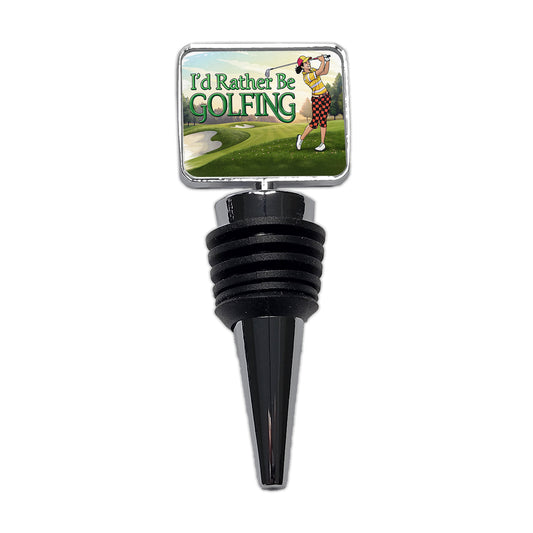 I'd Rather Be Golfing Woman Golfer Wine Bottle Stopper