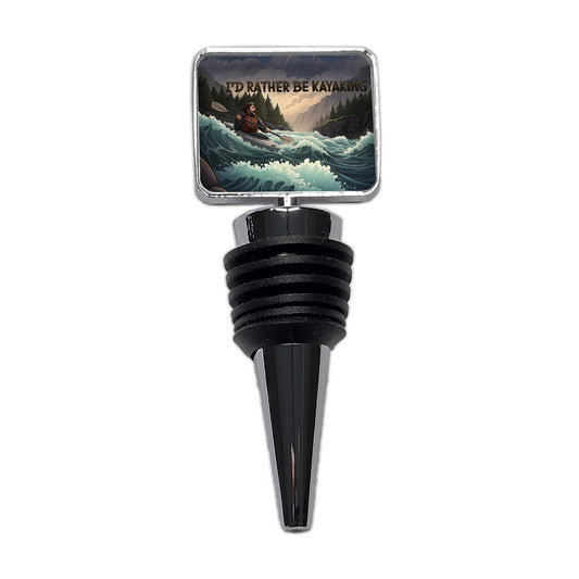 I'd Rather Be Kayaking Man Kayaker Raging River Wine Bottle Stopper