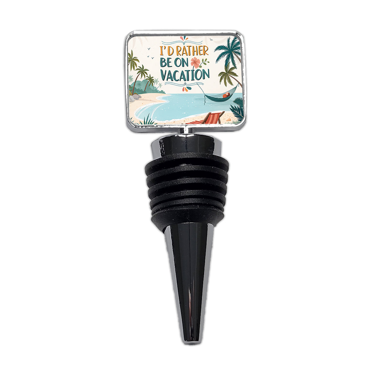 I'd Rather Be On Vacation Tropical Beach Wine Bottle Stopper