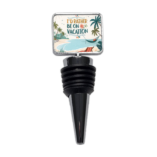 I'd Rather Be On Vacation Tropical Beach Wine Bottle Stopper