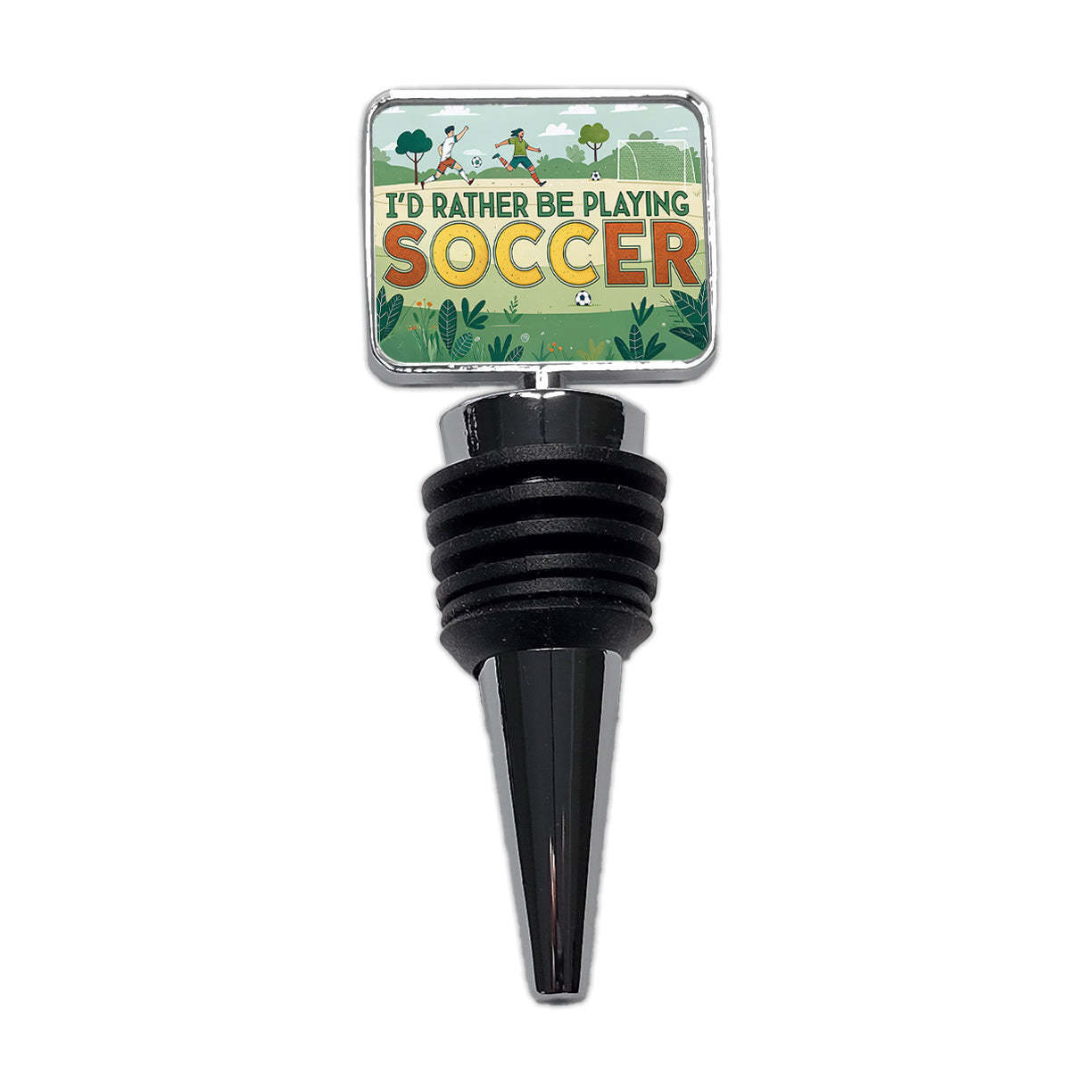 I'd Rather Be Playing Soccer Field Wine Bottle Stopper