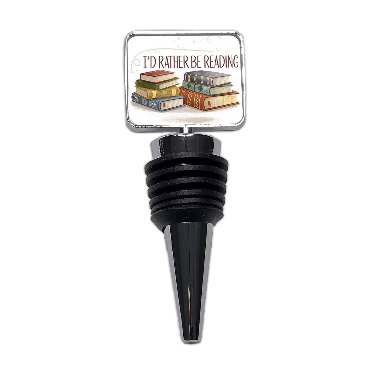 I'd Rather Be Reading Piles Of Books Design Wine Bottle Stopper