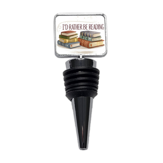 I'd Rather Be Reading Piles Of Books Design Wine Bottle Stopper