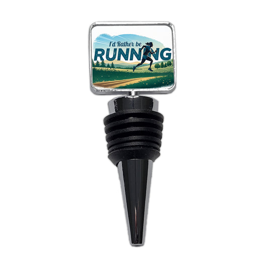 I'd Rather Be Running Woman Jogging Cross Country Wine Bottle Stopper