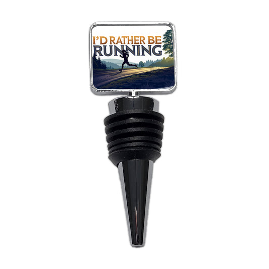 I'd Rather Be Running Woman Jogging Wine Bottle Stopper