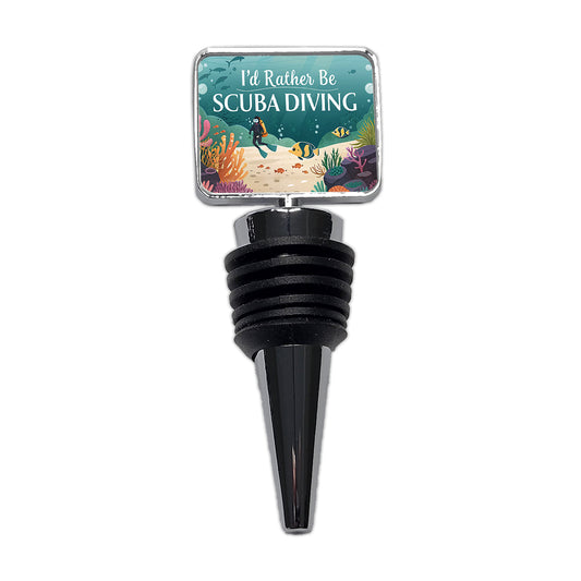 I'd Rather Be Scuba Diving Diver Underwater Wine Bottle Stopper