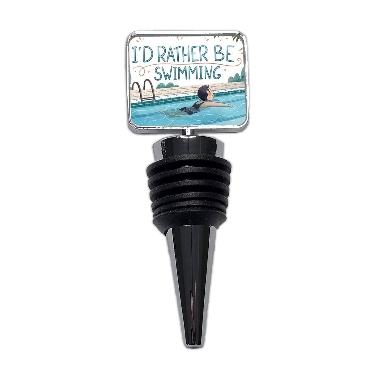 I'd Rather Be Swimming Swimmer Wine Bottle Stopper