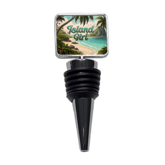 Island Girl Tropical Beach Palm Trees Wine Bottle Stopper