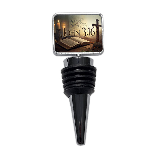 John 3-16 Bible Religious Verse Wine Bottle Stopper