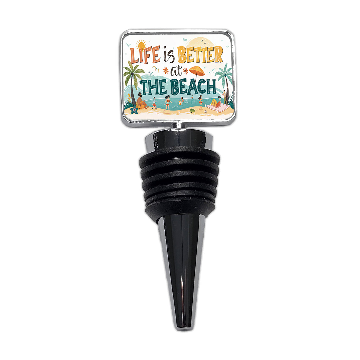 Life Is Better At The Beach Cartoon Wine Bottle Stopper