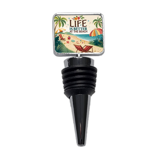 Life is Better At The Beach Tropical Ocean Wine Bottle Stopper
