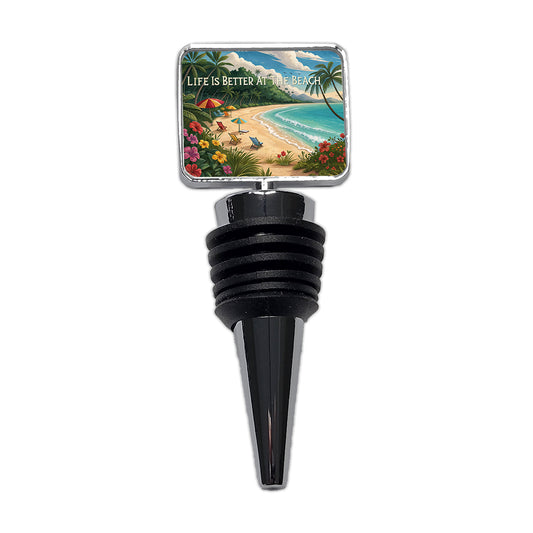 Life is Better At The Beach Tropical Wine Bottle Stopper