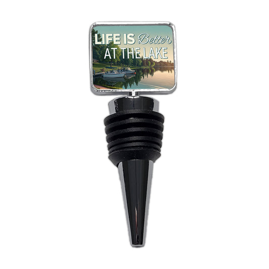 Life is Better At The Lake Boats Wine Bottle Stopper
