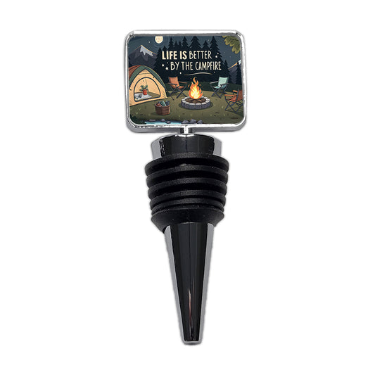 Life is Better By The Campfire Camping Wine Bottle Stopper