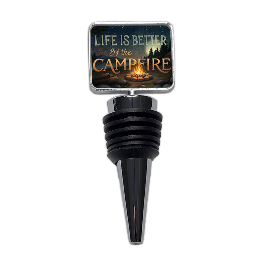 Life is Better By The Campfire Hiking Camping Wine Bottle Stopper