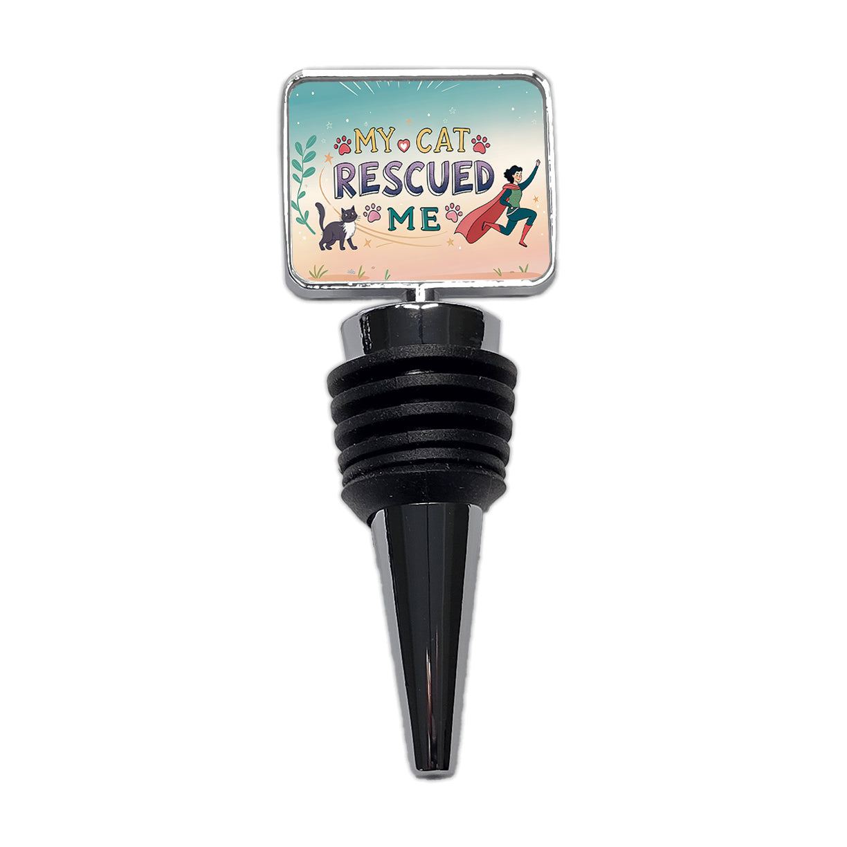 My Cat Rescued Me Pet Adoption Wine Bottle Stopper