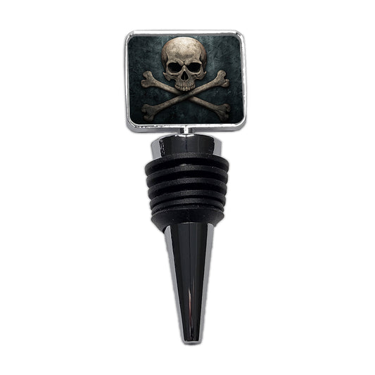 Pirate Skull and Crossbones Dark Rustic Wine Bottle Stopper