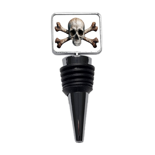 Pirate Skull And Crossbones on White Wine Bottle Stopper