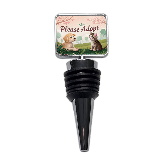 Please Adopt Animal Pet Dog Cat Rescue Wine Bottle Stopper