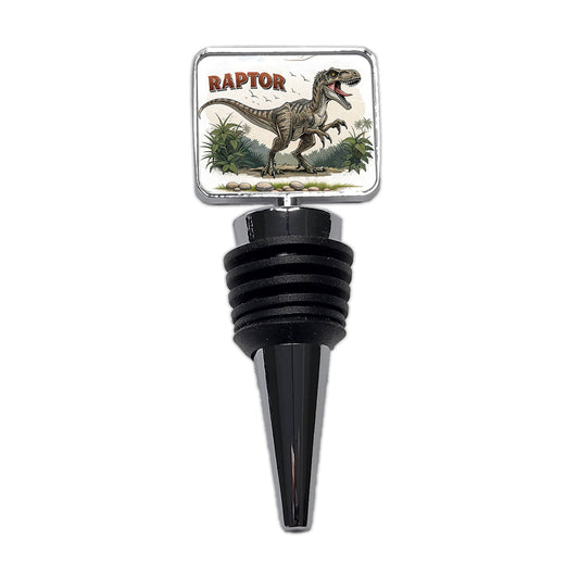 Raptor Dinosaur Cartoon Wine Bottle Stopper