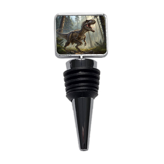 Raptor Dinosaur In Forest Wine Bottle Stopper