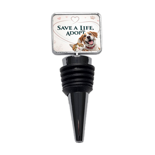 Save A Life Adopt Rescue Pet Dog Cat Wine Bottle Stopper