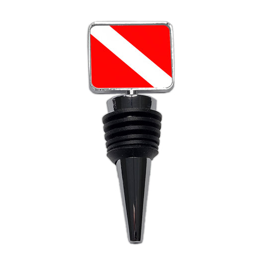 Scuba Diving Flag Red White Diver Down Wine Bottle Stopper