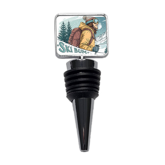 Ski Bum On The Mountain Wine Bottle Stopper