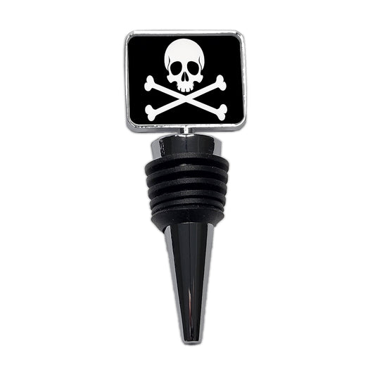 Skull And Crossbones Jolly Roger Pirate Flag Black And White Wine Bottle Stopper